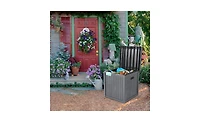 Slickblue 51 Gallon Outdoor Garden Plastic Storage Deck Box – Waterproof & Lockable Chest for Tools, Cushions, and Toys