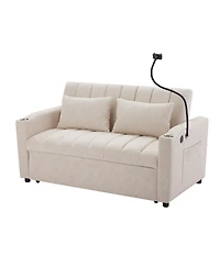 Streamdale Convertible Sofa Bed Loveseat with Usb Ports, Storage, and Phone Holder