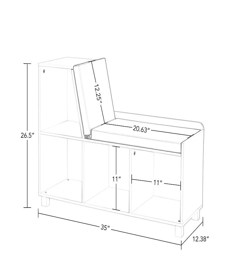 RiverRidge Home Book Nook Collection Kids Storage Bench with Cubbies