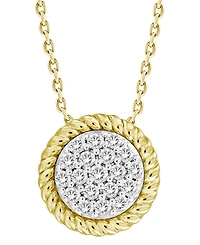Diamond Rope-Framed Circle Pendant Necklace (1/4 ct. t.w.) in 10k Gold, 16" + 2" extender