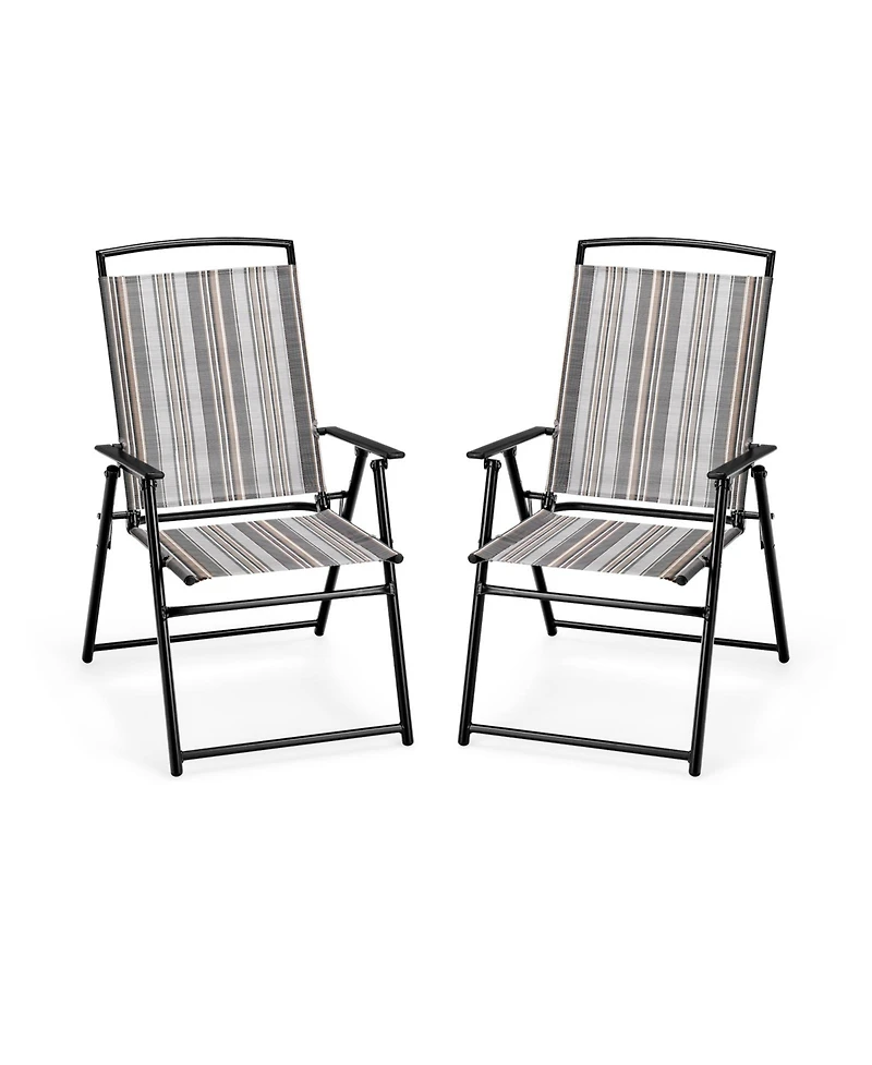 Sugift Set of 2 Patio Folding Sling Chairs Space-saving Dining Chair