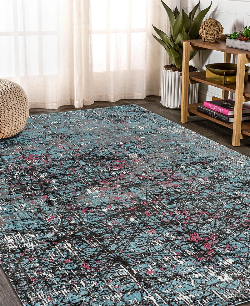 Closeout! Lr Home Frenzy Abstract Fuchsia Splatter 7'6" x 9'6" Area Rug