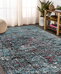 Closeout! Lr Home Frenzy Abstract Fuchsia Splatter 7'6" x 9'6" Area Rug
