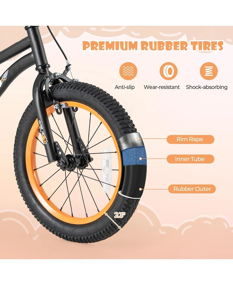 Hongge 16-Inch Kids' Sport Bike with Adjustable Seat and Reflectors for Ages 4-7