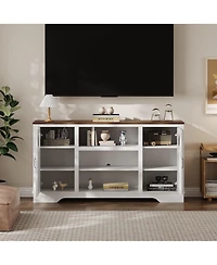 gaomon 58'' Farmhouse Tv Stand with Led Lights, Entertainment Center for TVs up to 70 Inch