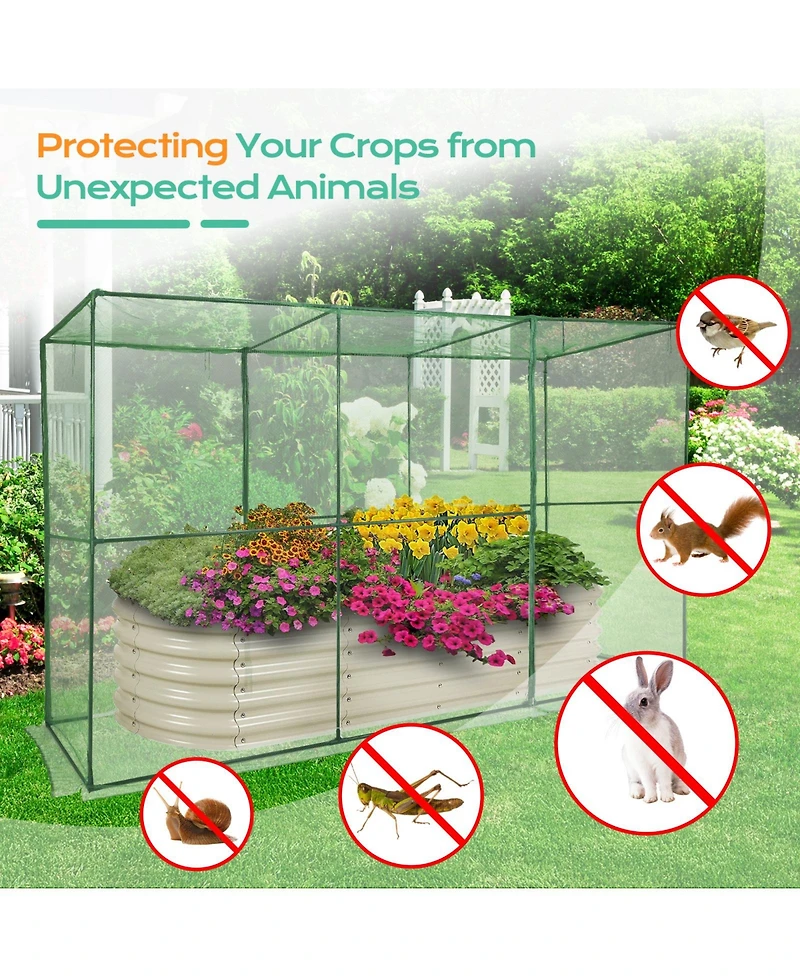 Aoodor 12'x4'x6' Crop Cage Plant Protection Netting Tent with Zipper for Vegetables Fruits and Plant, Suitable for Garden Yard and Lawn