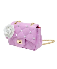 Tiny Treats + Zomi Gems Girls Classic Quilted Flower Pearl Handbag, Purple