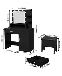 gaomon Vanity Desk, Makeup Vanity Desk with Mirror & Lights-3 Lighting Modes, Large Drawers