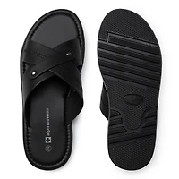 Alpine Swiss Men's Saul Faux Leather Slide Sandals Dressy Indoor Outdoor Shoes