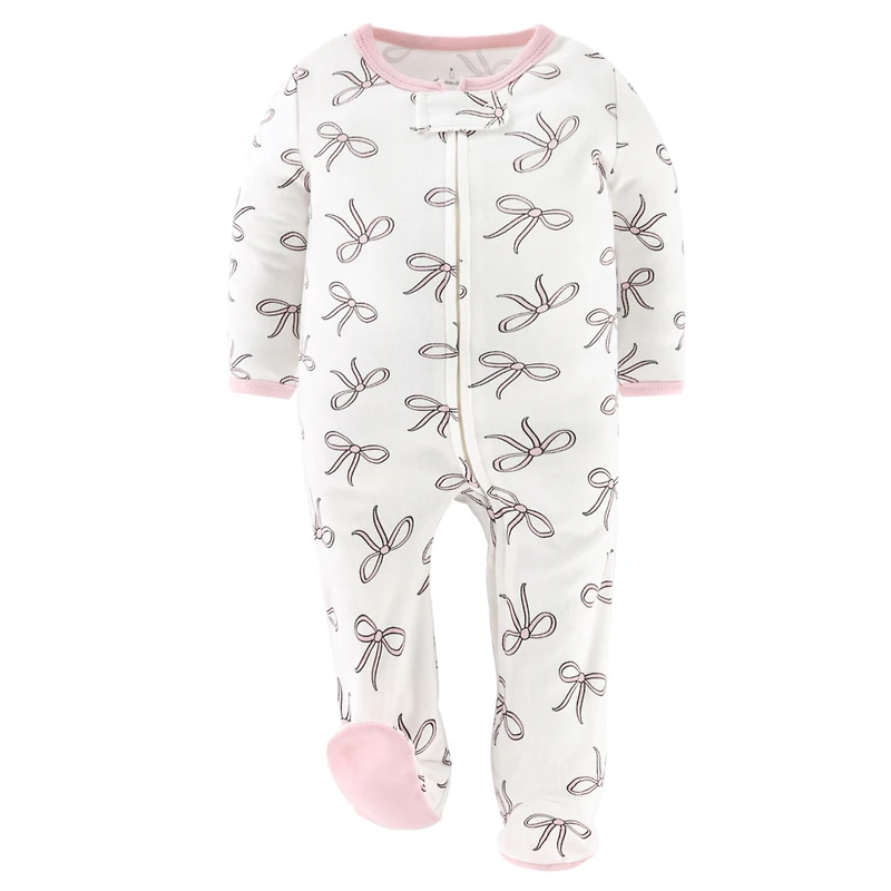The Peanutshell Baby Girls Pink Balletcore Footed Sleepers for Girls, 3 Pack