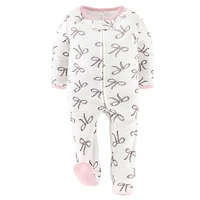 The Peanutshell Baby Girls Pink Balletcore Footed Sleepers for Girls, 3 Pack