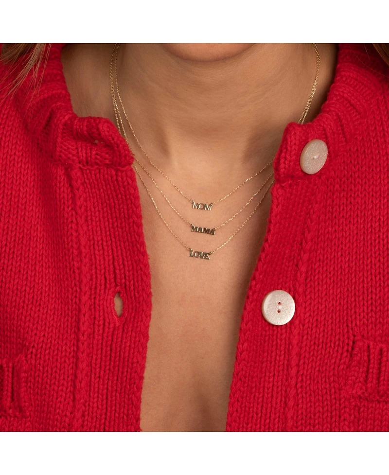 Solid Mom Nameplate Necklace 14K