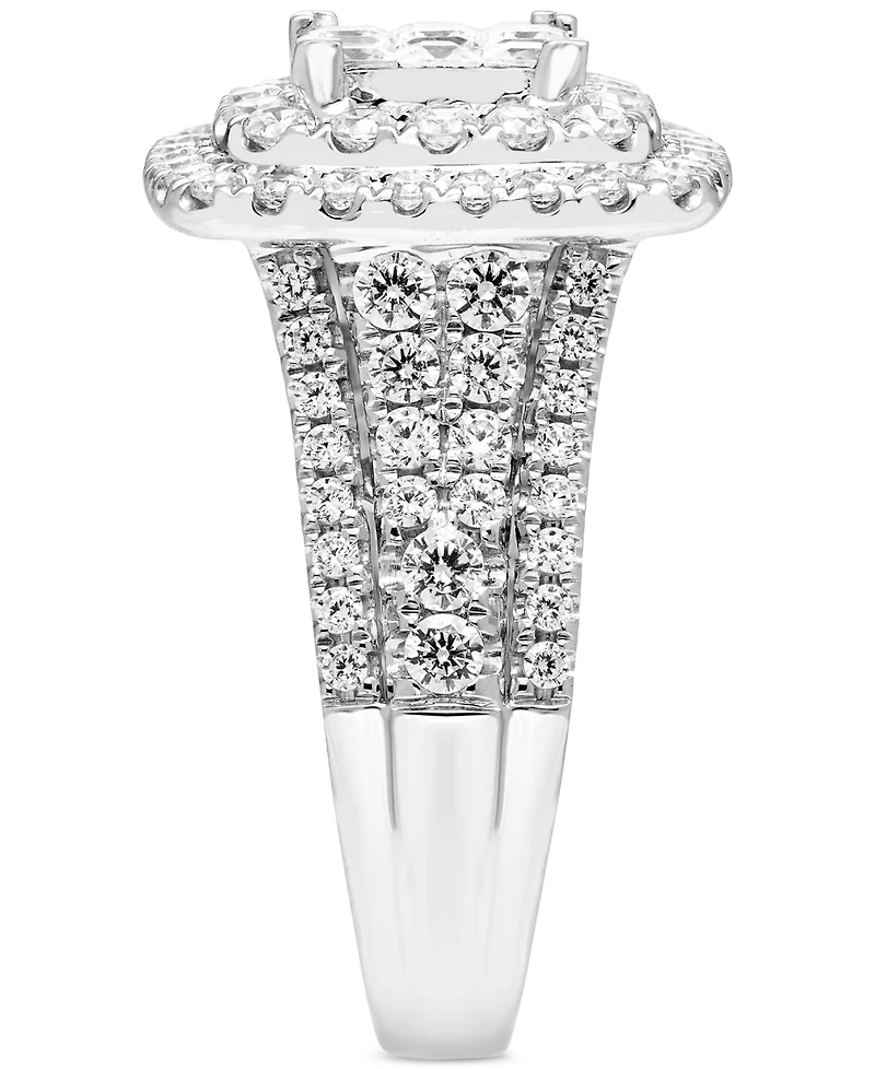 Diamond Princess Cluster Double Halo Engagement Ring (2 ct. t.w.) in 14k White Gold