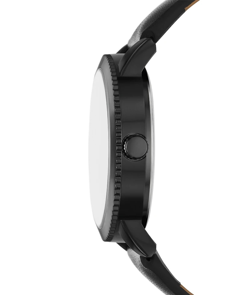 Folio Men's Three Hand Black Polyurethane Watch, 46mm