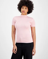 Bar Iii Women's Ribbed Cap-Sleeve Sweater, Exclusively at Macy's