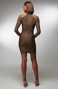 Bebe Women's x Ciara Mesh Overlay Bandage Dress