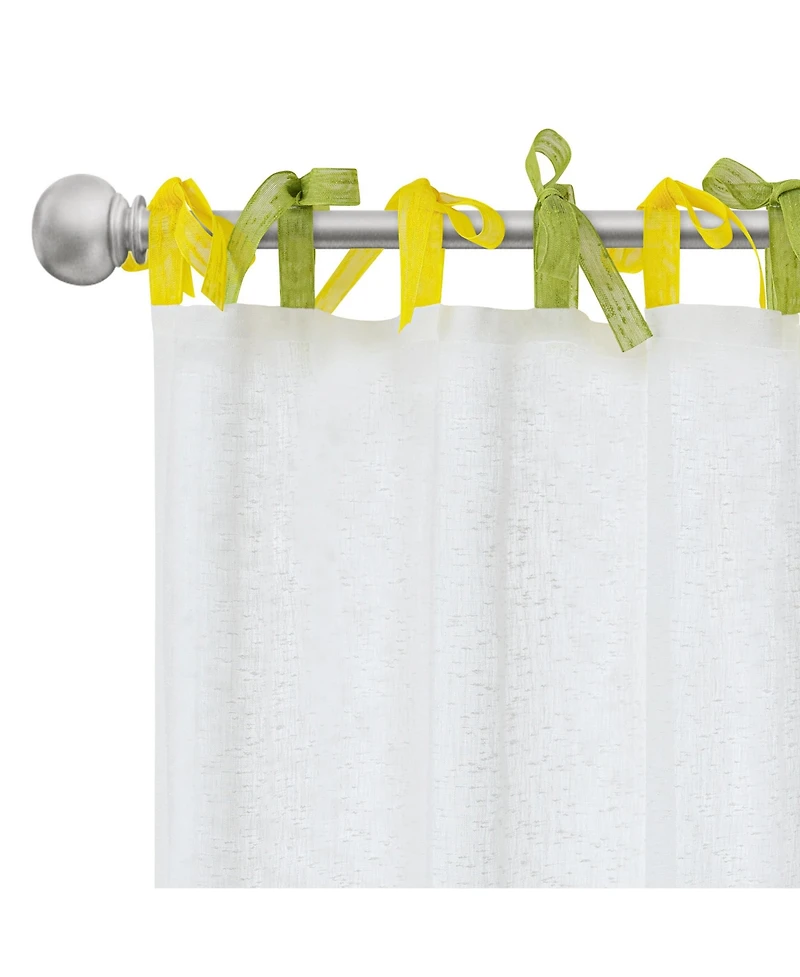 Awesome Home Tabitha Ribbon multi color Tie Top Curtains Pair, 52"×96"