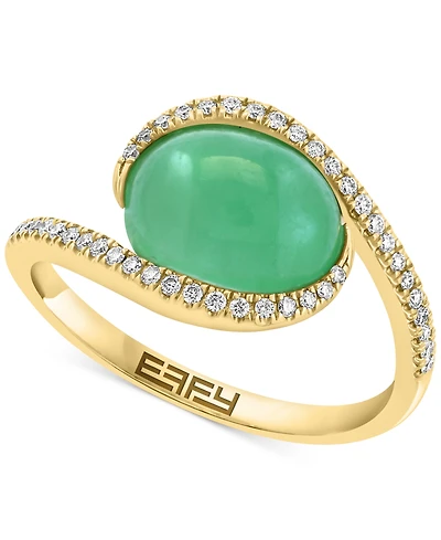 Effy Dyed Jade (3-3/4 ct. t.w.) & Diamond (1/6 ct. t.w.) Statement Ring in 14k Yellow Gold