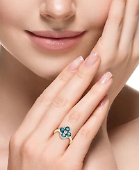 Effy Citrine (2-1/6 ct. t.w.) & Diamond Accent Flower Statement Ring 14k Yellow Gold (Also Blue Topaz)