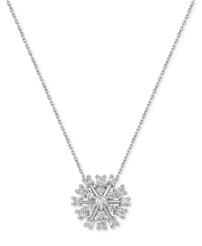 Diamond Starburst 18" Pendant Necklace (1/2 ct. t.w.) in Sterling Silver