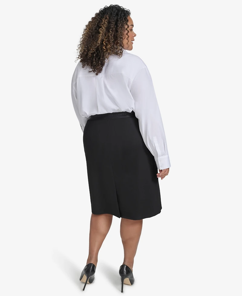 Karl Lagerfeld Paris Plus Logo-Waistband Compression Skirt