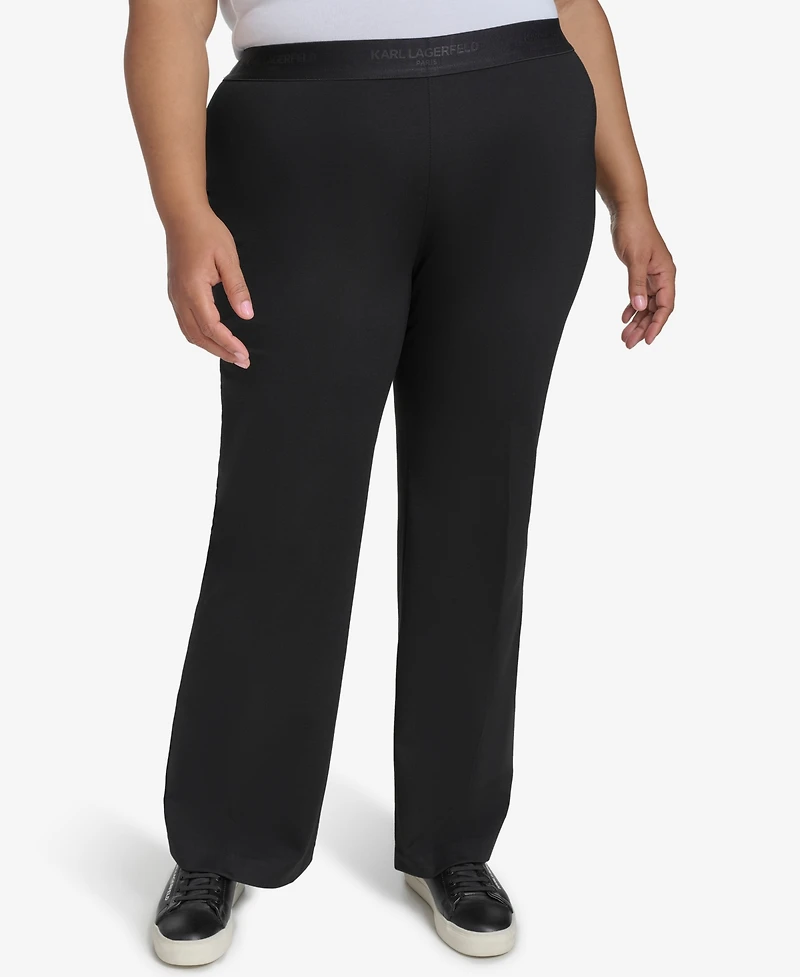 Karl Lagerfeld Paris Plus Mid Rise Compression Bootcut Pants, Exclusively at Macy's