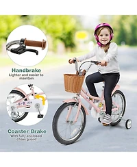 Hongge 16/18 Inch Kids Bike Retro Bicycle with Adjustable Height and Basket for Ages 4-8 Years Old