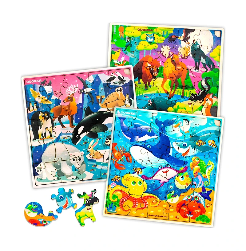 Quokka 28 Pieces Wooden Toddlers Puzzles for Ages 3-5 – Animal Toys