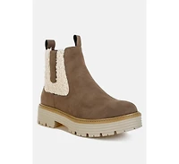 London Rag Mothman Faux Fur Detail Chunky Ankle Boots