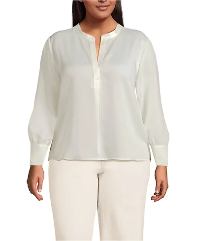 Lands' End Plus Satin Popover Shirt