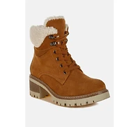 Madoka Fur Collar Chunky Ankle Boots Women