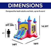 HeroKiddo Jelly Bean Castle Commercial Grade Bounce House Water Slide with Splash Pool (with Blower), Kids and Adults, Basketball Hoop, Wet Dry Combo,