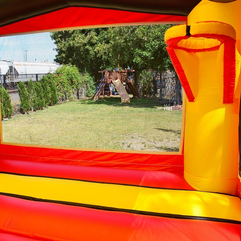 HeroKiddo Ninja Warrior Commercial Grade Bounce House Water Slide Combo with Splash Pool for Kids and Adults (with Blower), Wet Dry Use, Basketball Ho