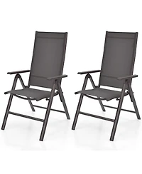 Sugift 2 Pieces Patio Folding Dining Chairs Aluminium Adjustable Back