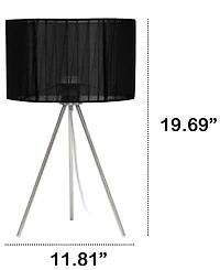 Creekwood Home 19.69" Contemporary Brushed Nickel Pedestal Table Lamp