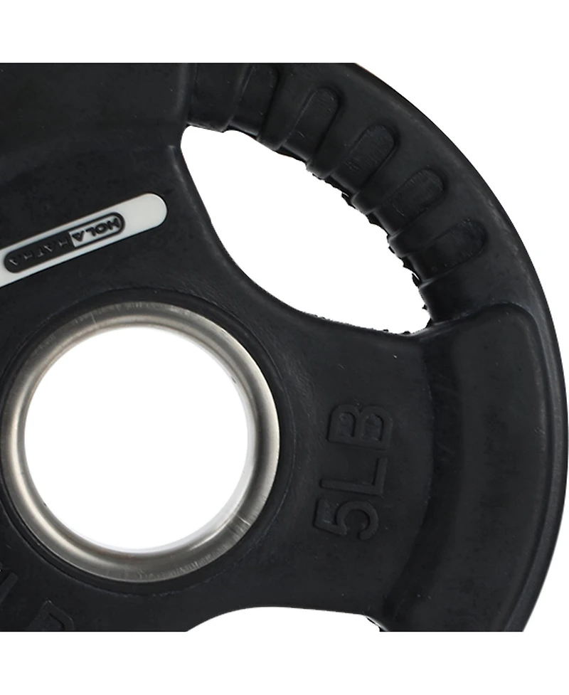 HolaHatha 5 Pound Olympic Rubber Coated Weight Plate with Handle, Black (2 Pack)