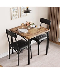 gaomon Dining Table Set, Kitchen Table and Chairs for 2, with 2 Upholstered Chairs, 3 Piece Dining Table Set,Brown