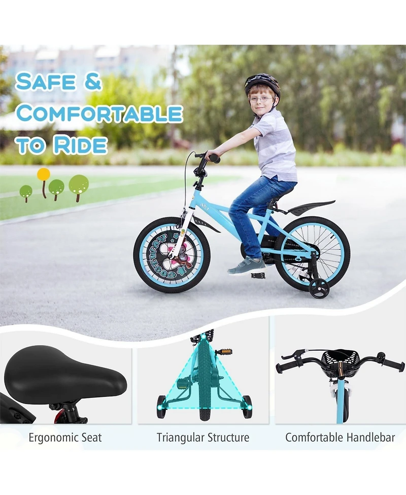 Hongge 16/18 Inch Kids Bike with Adjustable Handlebar and Saddle for 4-8 Years Old