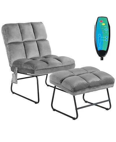 Inolait Velvet Massage Recliners with Ottoman Remote Control and Side Pocket