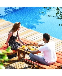 Inolait 3 Pieces Folding Patio Eucalyptus Wood Lounge Chair Set with Foldable Side Table