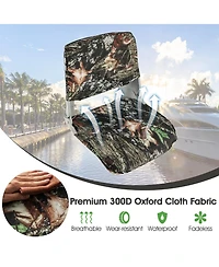 Vebreda Low Back Folding Padded Boat Seat with 4 Bolts for Outdoor Adventures-Camouflage