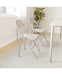 Folding Chairs Set of 2, Foldable Chairs with Metal Frame Hold Up to 350 Pounds