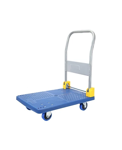 Flynama Foldable Push Hand Cart, Platform Truck with 440 lbs. Weight Capacity, Blue