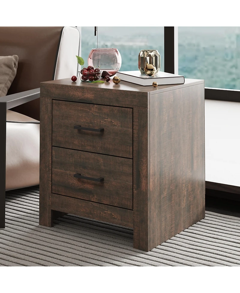 Homsee Brown Wood Accent Storage Dresser Organizer With 2 Drawers