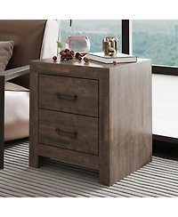Homsee Brown Wood Accent Storage Dresser Organizer With 2 Drawers
