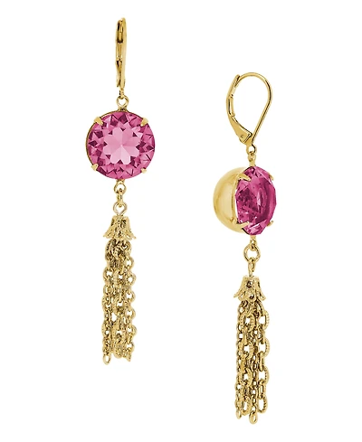 2028 Round Crystal Tassel Drop Earrings