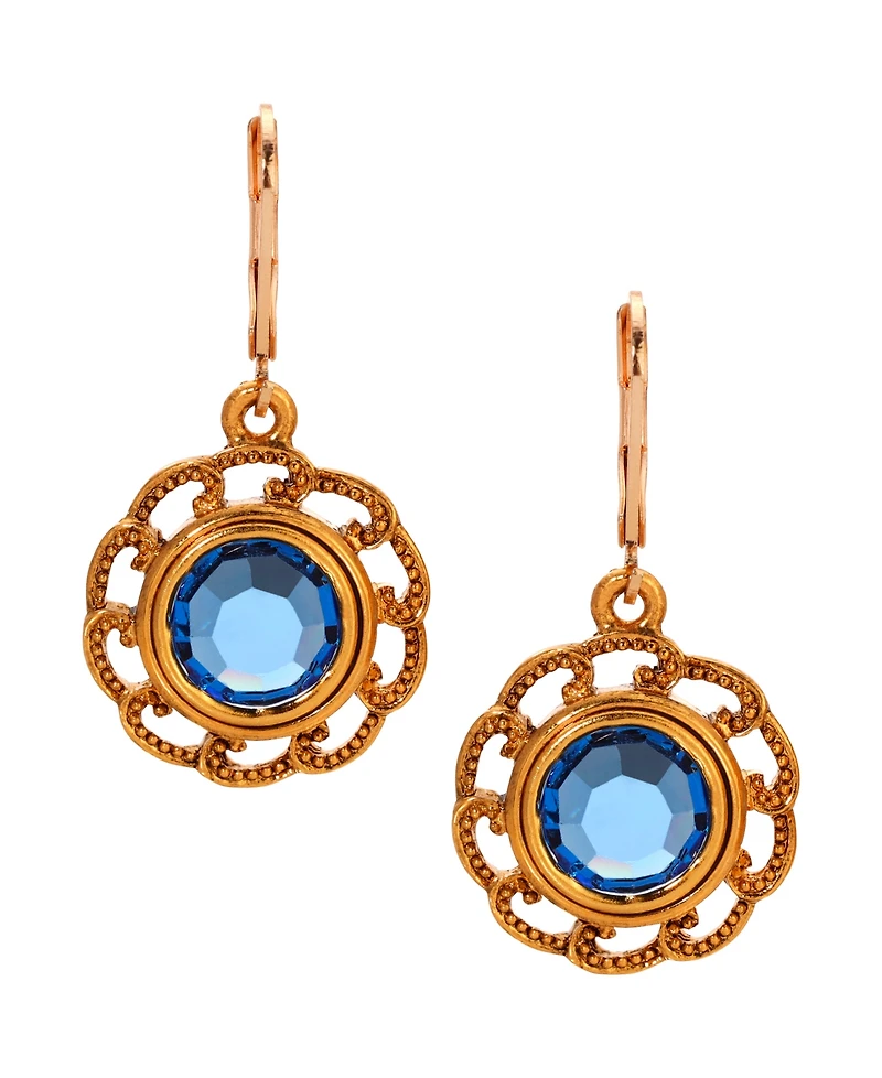 2028 Round Crystal Filigree Drop Earrings