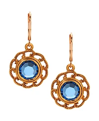 2028 Round Crystal Filigree Drop Earrings
