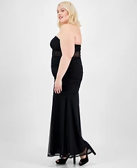 Pear Culture Trendy Plus Strapless Mesh Gown, Created for Macy's