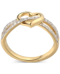Diamond Interwoven Heart Ring (1/4 ct. t.w.) 14k Gold-Plated Sterling Silver